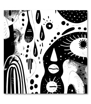 Cuadro rostro grafico en blanco y negro