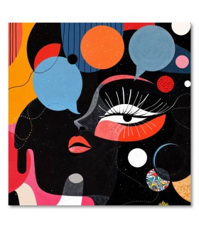 Cuadro rostro femenino con colores vivos