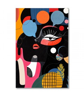 Cuadro rostro femenino con colores vivos