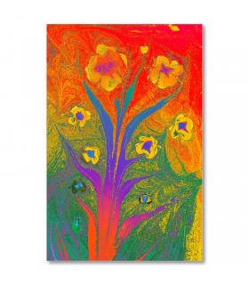 Cuadro flores psicodélicas color fuego