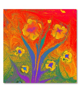 Cuadro flores psicodélicas color fuego