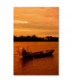 Cuadro barca tradicional al atardecer