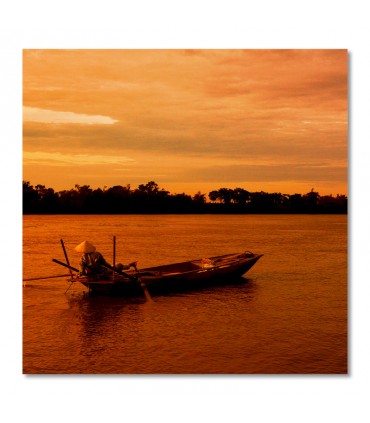 Cuadro barca tradicional al atardecer