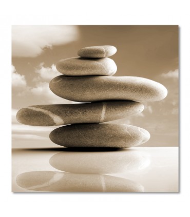 Cuadro piedras zen y reflejo en sepia suave