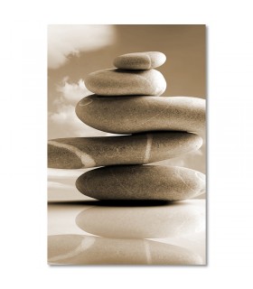 Cuadro piedras zen y reflejo en sepia suave