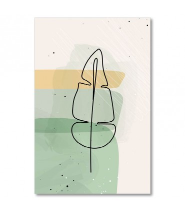 Cuadro hoja abstracta en tonos verdes y beige