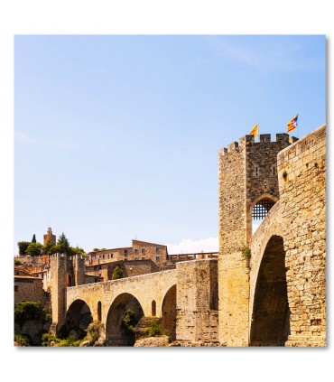 Cuadro puente de piedra medieval