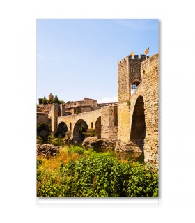 Cuadro puente de piedra medieval