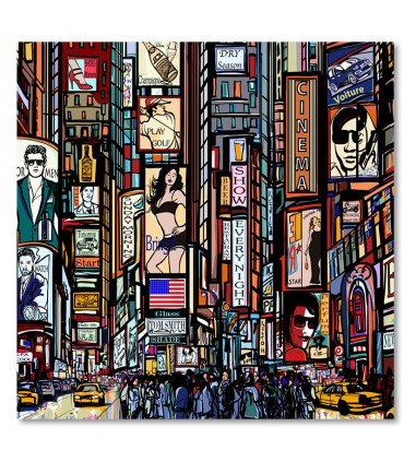 Cuadro ciudad con luces y carteles