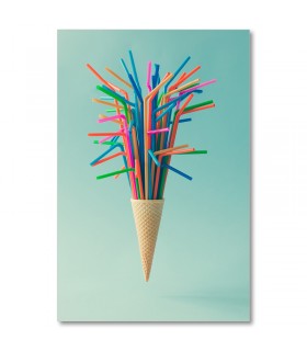 Cuadro cono con pajitas coloridas