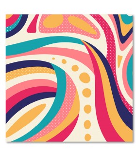 Cuadro abstracto con ondas y colores cálidos