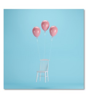 Cuadro silla con globos rosas