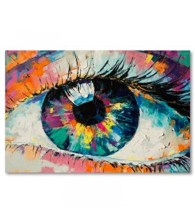 Cuadro ojo colorido pintado al oleo