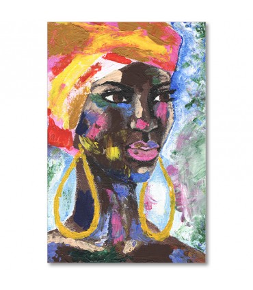 Cuadro mujer africana con pinceladas vivas
