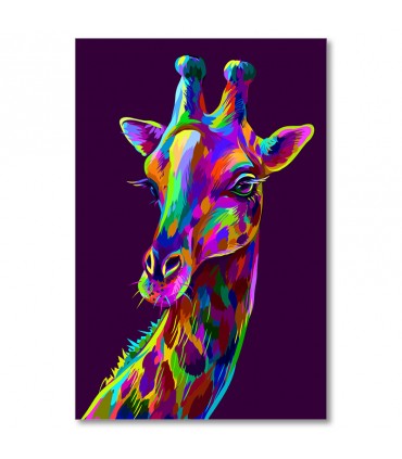 Cuadro jirafa colorida fondo morado