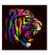Cuadro tigre rugiendo colores vivos fondo oscuro