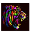 Cuadro tigre rugiendo colores vivos fondo oscuro
