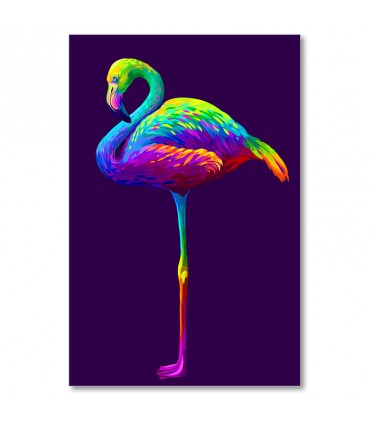 Cuadro flamenco colores vivos sobre fondo violeta