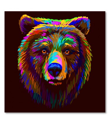 Cuadro oso multicolor frontal