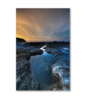 Cuadro de rocas marinas al atardecer