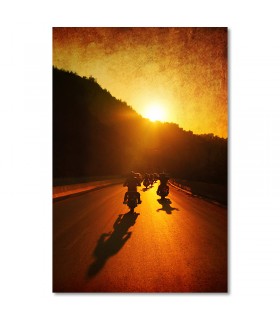 Cuadro motos al atardecer