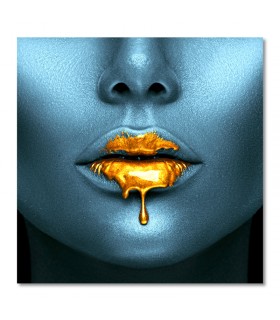 Cuadro de labios dorados