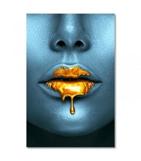 Cuadro de labios dorados