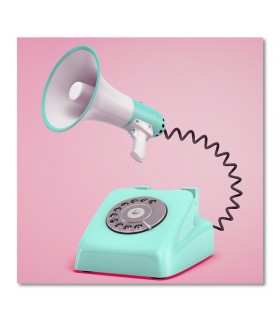 Cuadro teléfono retro con megáfono