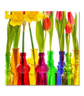 Cuadro flores en botellas
