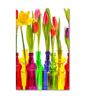 Cuadro flores en botellas