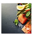 Cuadro salmon con esparragos y limon