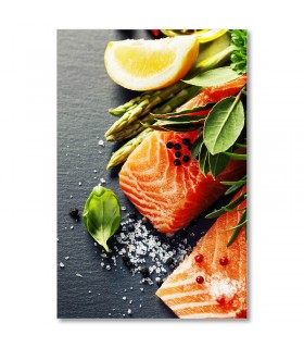 Cuadro salmon con esparragos y limon