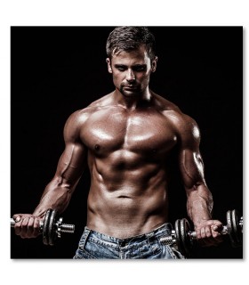 Cuadro culturista con mancuernas