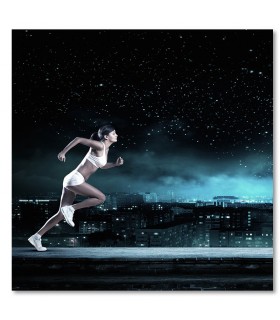 Cuadro mujer corriendo de noche