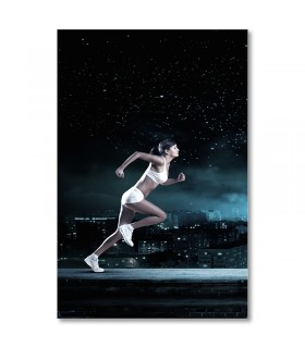 Cuadro mujer corriendo de noche