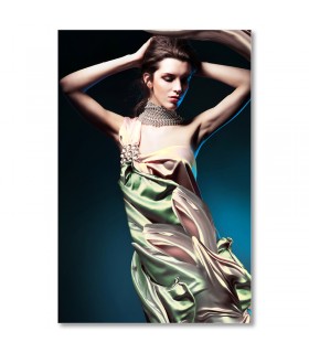 Cuadro moda seda verde para boutique y salon