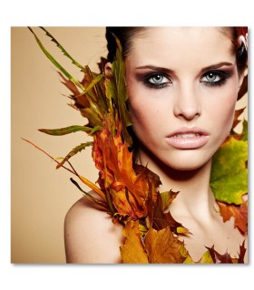 Cuadro moda hojas doradas para boutiques y salones