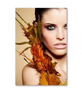 Cuadro moda hojas doradas para boutiques y salones