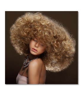 Cuadro peluqueria melena rubia rizada para salones y barberias