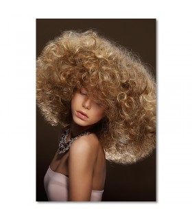 Cuadro peluqueria melena rubia rizada para salones y barberias