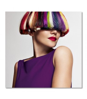 Cuadro peluqueria pelo multicolor estilo bob para salones y barberias