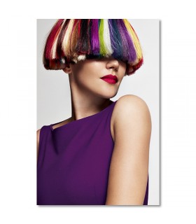 Cuadro peluqueria pelo multicolor estilo bob para salones y barberias