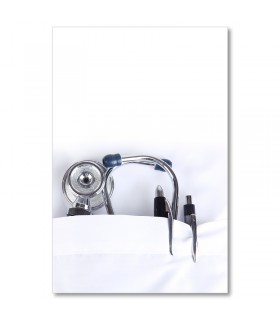 Cuadro sanidad estetoscopio bolsillo bata