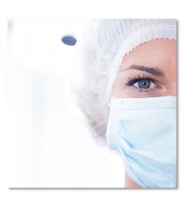 Cuadro sanidad mirada profesional con mascarilla