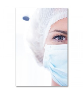 Cuadro sanidad mirada profesional con mascarilla